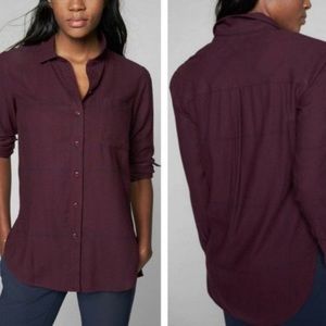 Athleta Burgundy Flannel Button Up Size S